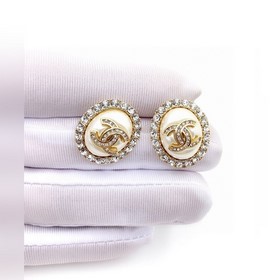 Chanel круглые серьги-гвоздики с жемчужинами, серебро 925 пробы, 