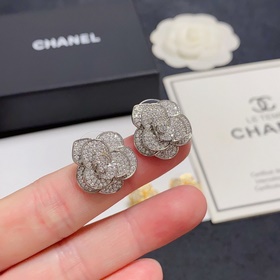 Chanel полные бриллианты камелия серьги-гвоздики, идентичные ориг