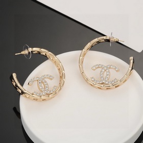 Chanel светло-золотые серьги-кольца, идентичные оригинальным, выс