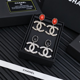 Chanel ретро серьги с двойной буквой C Большой подвес в форме дво