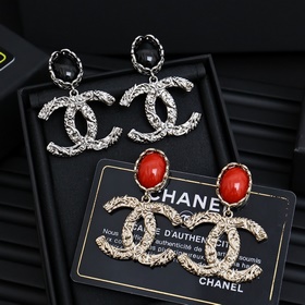 Chanel ретро серьги с двойной буквой C Большой подвес в форме дво