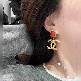 Chanel ретро серьги с двойной буквой C Большой подвес в форме дво