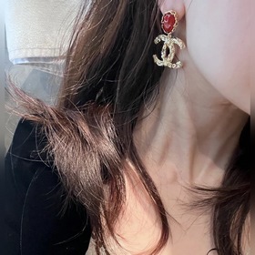 Chanel ретро серьги с двойной буквой C Большой подвес в форме дво