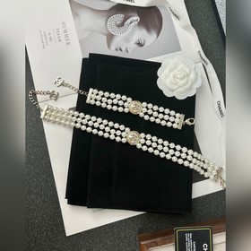 Chanel Круглые пуговицы из смолы, три ряда жемчуга, массивная мод