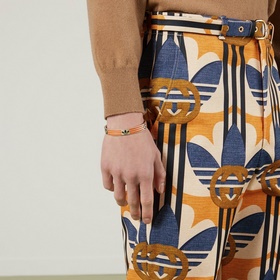 Браслет Gucci adidas с двойным логотипом и тремя листьями, универ