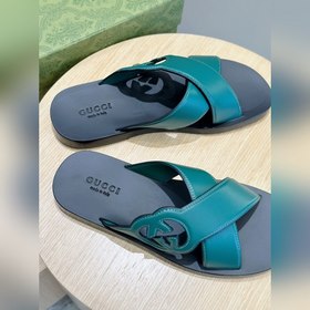 Мужские тапочки Gucci с перекрещивающимися ремешками двойным лого