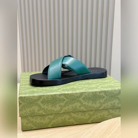 Мужские тапочки Gucci с перекрещивающимися ремешками двойным лого