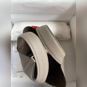 Сумка для продуктов 18 см, кожа, асфальтово-серая, золотая застеж