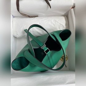 Корзина для продуктов 18 см, ткань с кожаной отделкой, зеленая, с