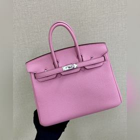 Birkin25 togo кожа, вишневый цвет, ручная прошивка восковой нитью