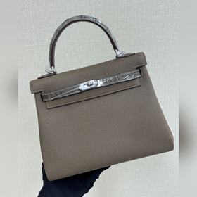 Kelly touch 25 см, кожа крокодила с блестящей поверхностью, кожа