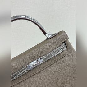 Kelly touch 25 см, кожа крокодила с блестящей поверхностью, кожа 