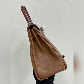 Kelly touch 25 см, кожа крокодила с глянцевой поверхностью, комби