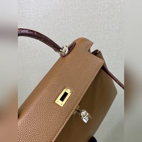 Kelly touch 25 см, кожа крокодила с глянцевой поверхностью, комби