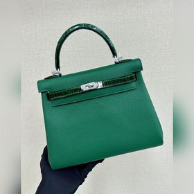 Kelly touch 25 см, кожа крокодила с глянцевой поверхностью, кожа