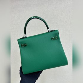 Kelly touch 25 см, кожа крокодила с глянцевой поверхностью, кожа 