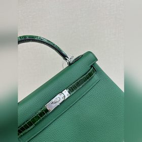 Kelly touch 25 см, кожа крокодила с глянцевой поверхностью, кожа 