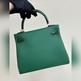 Kelly touch 25 см, кожа крокодила с глянцевой поверхностью, кожа 