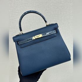 Kelly touch 25 см, кожа крокодила с глянцевой поверхностью, кожа