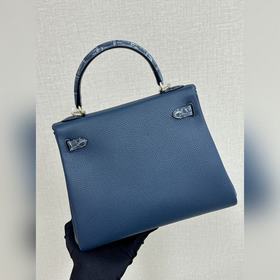 Kelly touch 25 см, кожа крокодила с глянцевой поверхностью, кожа 