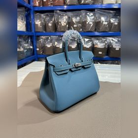 Фотографии мастерской Birkin Platinum, кожа цвета джинсового сине