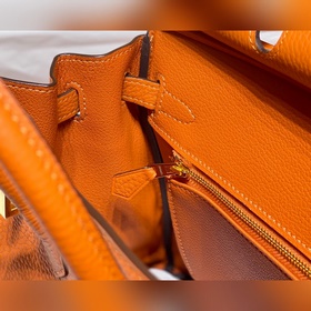 Ручная восковая нить   B Hermès Orange с золотой пряжкой Даже