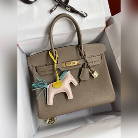 Ручная работа Birkin 30 см, импортная кожа Togo, серо-коричневый,