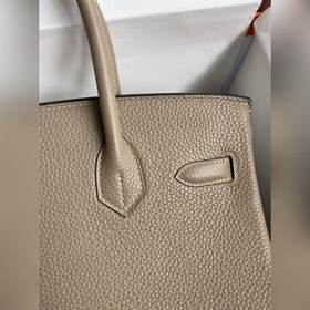 Ручная работа Birkin 30 см, импортная кожа Togo, серо-коричневый,