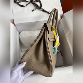 Ручная работа Birkin 30 см, импортная кожа Togo, серо-коричневый,