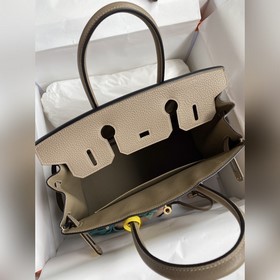 Ручная работа Birkin 30 см, импортная кожа Togo, серо-коричневый,