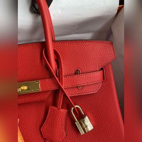 Ручная работа Birkin 30 см, импортная кожа Togo, красный цвет с з