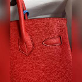 Ручная работа Birkin 30 см, импортная кожа Togo, красный цвет с з