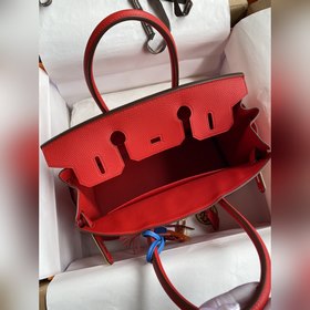 Ручная работа Birkin 30 см, импортная кожа Togo, красный цвет с з