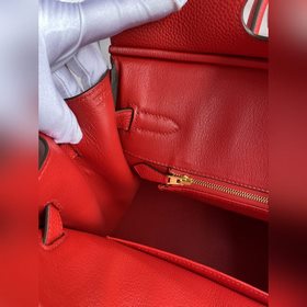 Ручная работа Birkin 30 см, импортная кожа Togo, красный цвет с з