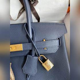 Ручная работа Birkin 30 см, импортная кожа Togo, темно-синяя, зол