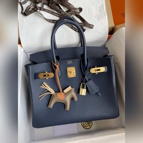Ручная работа Birkin 30 см, импортная кожа Togo, темно-синяя, зол