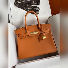 Ручная работа Birkin 30 см, импортная кожа Togo, оранжевый цвет,