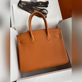Ручная работа Birkin 30 см, импортная кожа Togo, оранжевый цвет,