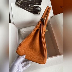 Ручная работа Birkin 30 см, импортная кожа Togo, оранжевый цвет, 