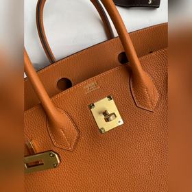 Ручная работа Birkin 30 см, импортная кожа Togo, оранжевый цвет, 