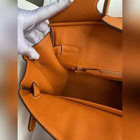 Ручная работа Birkin 30 см, импортная кожа Togo, оранжевый цвет, 