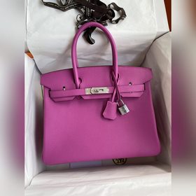 Ручная работа Birkin 30 см, импортная кожа Togo, цвет «юйлань» (б