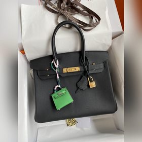 Ручная работа Birkin 30 см, импортная кожа Togo, черный цвет, зол