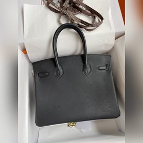 Ручная работа Birkin 30 см, импортная кожа Togo, черный цвет, зол