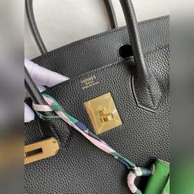 Ручная работа Birkin 30 см, импортная кожа Togo, черный цвет, зол