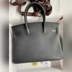 Ручная работа Birkin 30 см, импортная кожа Togo, черный, серебрян