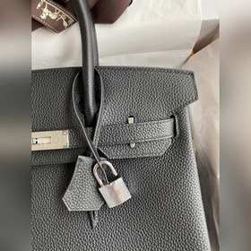Ручная работа Birkin 30 см, импортная кожа Togo, черный, серебрян