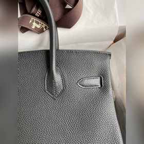 Ручная работа Birkin 30 см, импортная кожа Togo, черный, серебрян