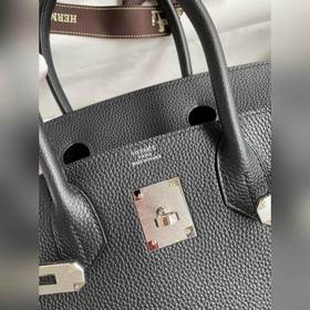 Ручная работа Birkin 30 см, импортная кожа Togo, черный, серебрян