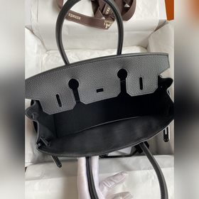 Ручная работа Birkin 30 см, импортная кожа Togo, черный, серебрян